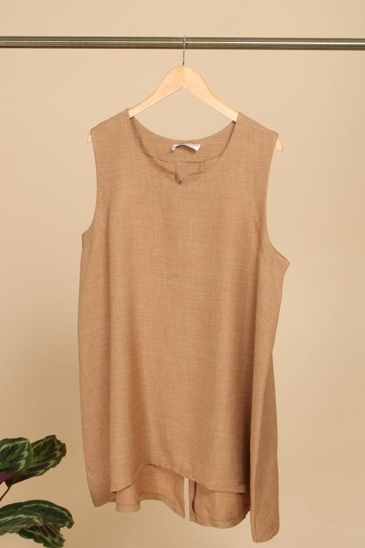 *** TOP SANS MANCHE MARRON CLAIR 46/48