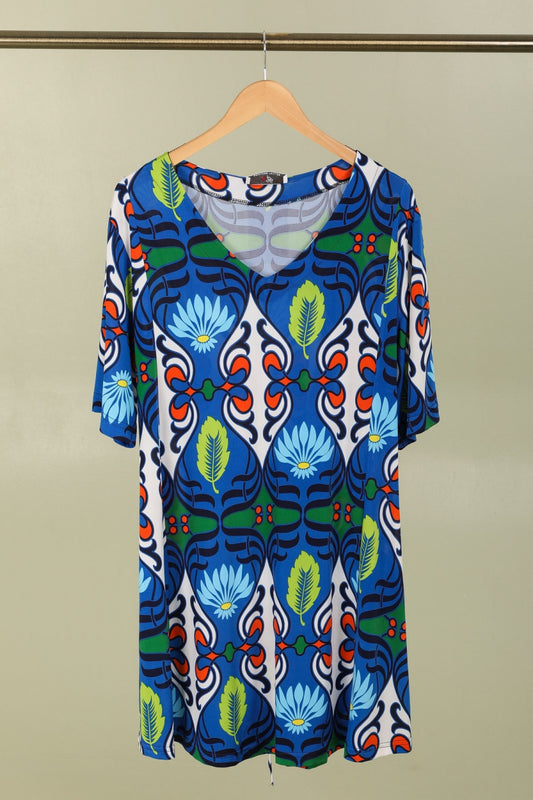 ROBE/TUNIQUE IMPRIMEE BLEUE 46/48