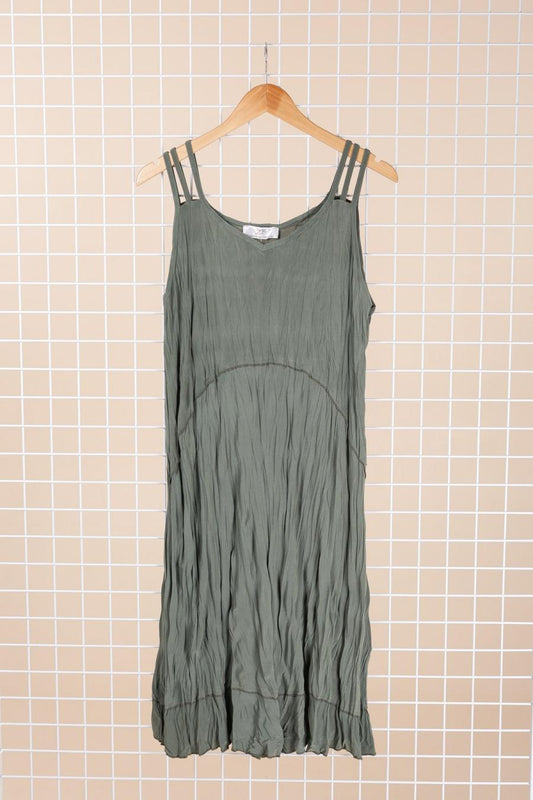 ***ROBE KAKI A BRETELLES 46/48