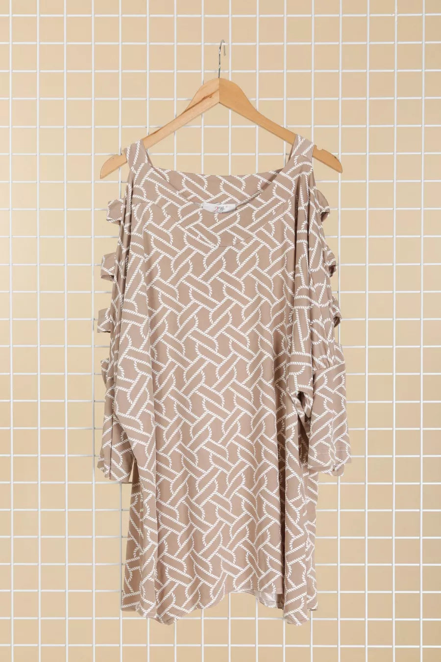 Tunique imprimée beige/blanc