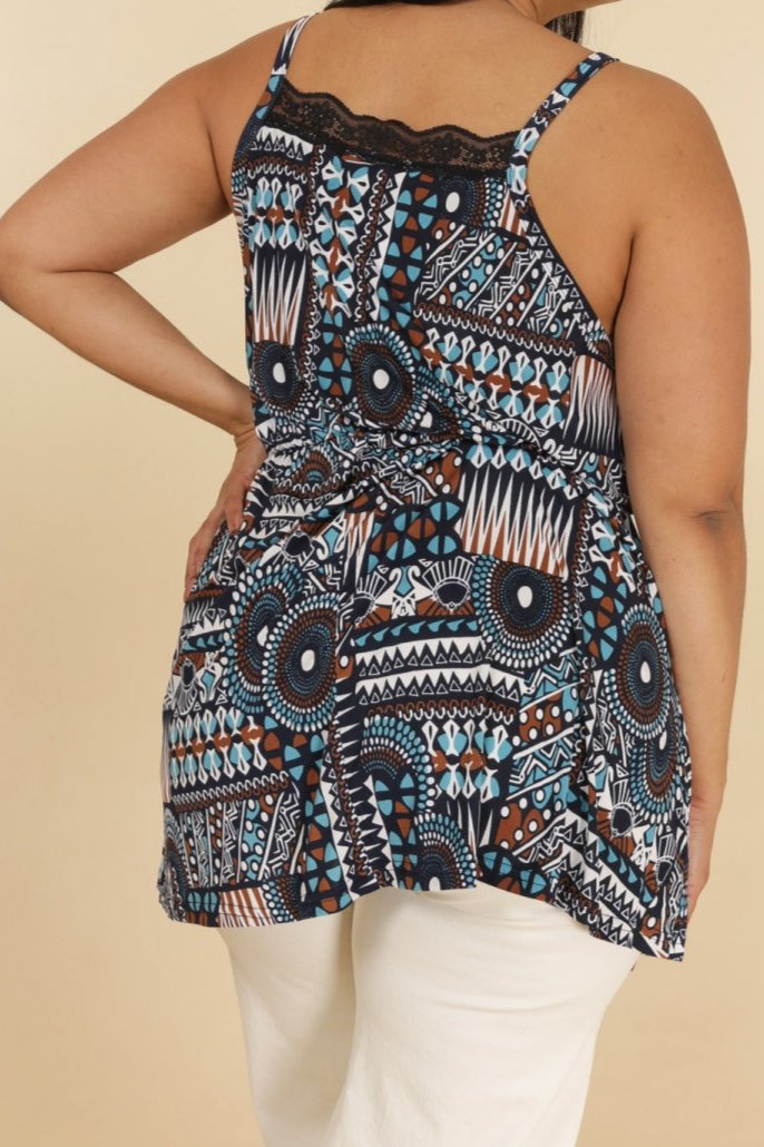 TOP A BRETELLES BLEU/NOIR 46/48