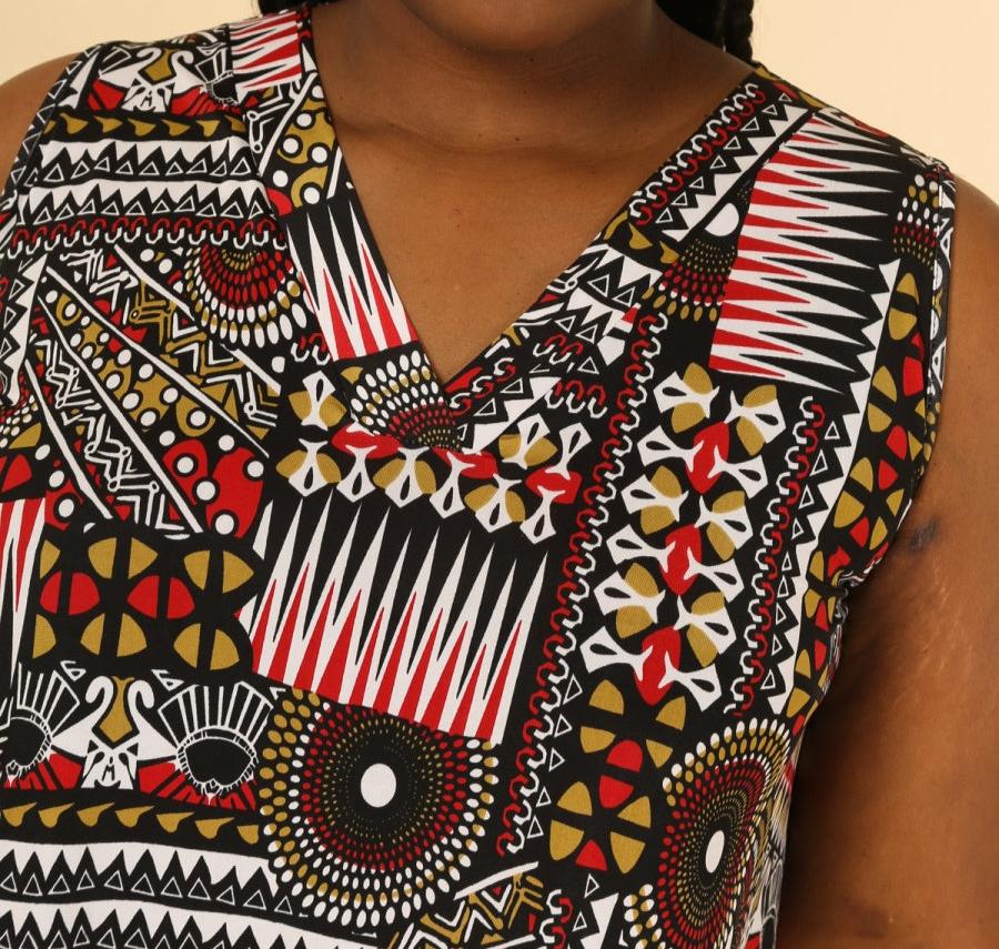 TOP SANS MANCHES NOIR/ROUGE 46/48