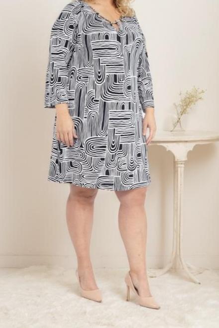 ROBE/TUNIQUE IMPRIMEE NOIRE/BLANC 46/48
