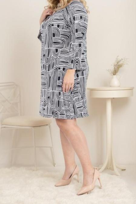 ROBE/TUNIQUE IMPRIMEE NOIRE/BLANC 46/48