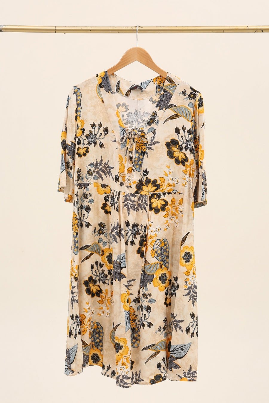 ROBE FLEURIE JAUNE 58/60