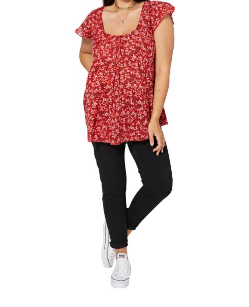 ***TUNIQU7E FLEURIE ROUGE 52/54