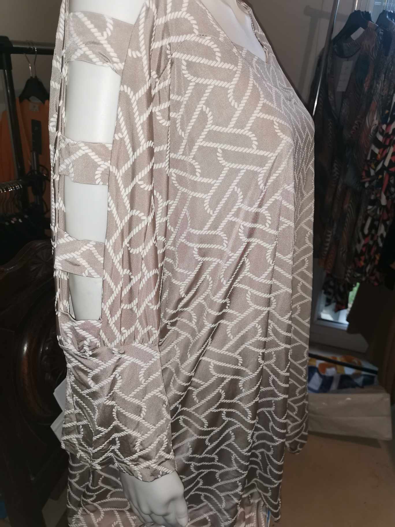 Tunique imprimée beige/blanc