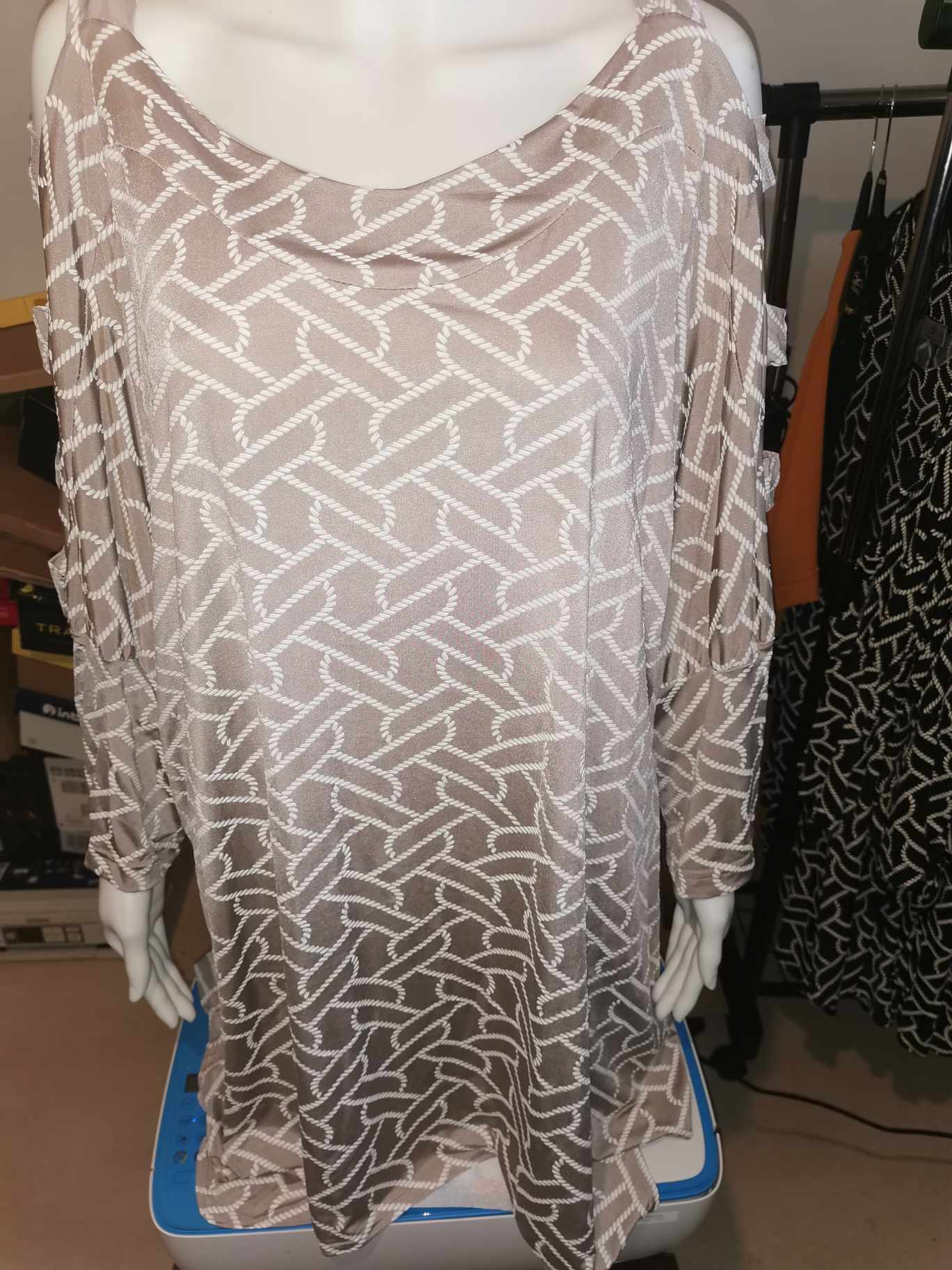 Tunique imprimée beige/blanc