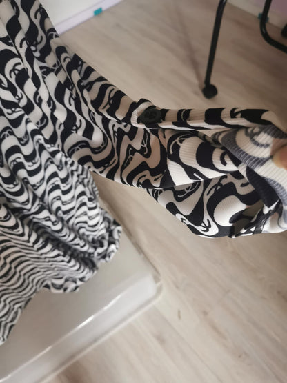 TUNIQUE RAYEE NOIRE/BLANC 50/52
