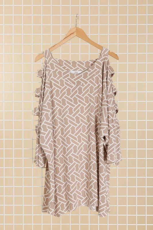 Tunique imprimée beige/blanc