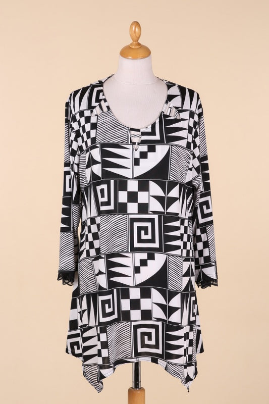 TUNIQUE IMPRIMEE NOIRE/BLANC 50/52
