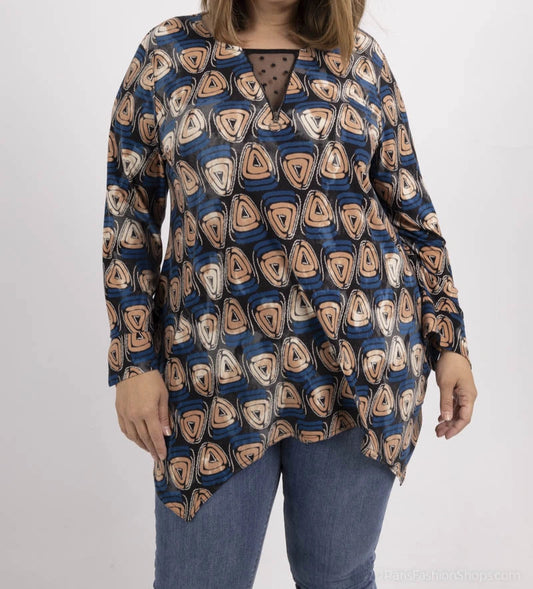 TUNIQUE IMPRIMEE BLEUE 46/48